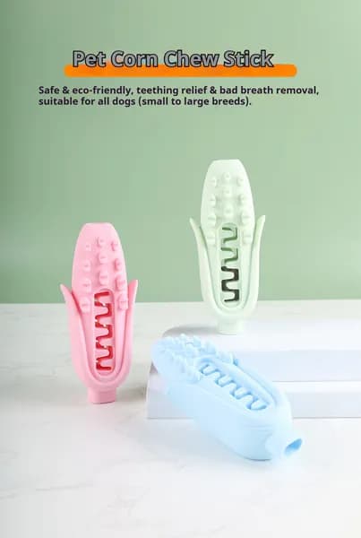 Pet Corn Chew Stick For Dogs, Food-Grade Silicone Teething Toy, Durable Bite-Resistant Dog Chew Toy For Small To Large Breeds