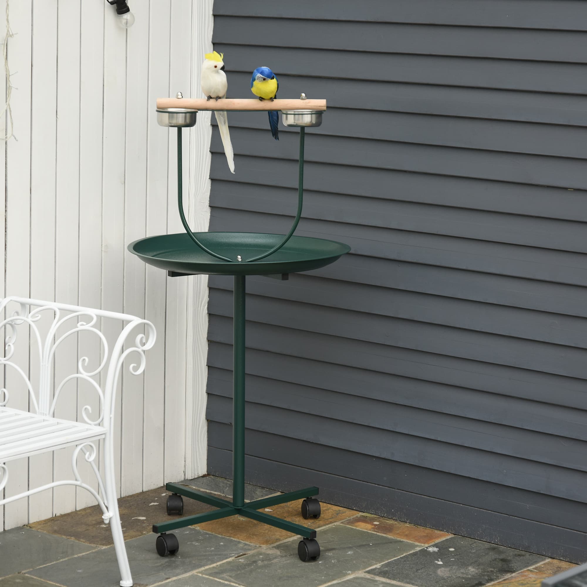  48" Rolling T-Stand Bird Training Activity Playground With Perch