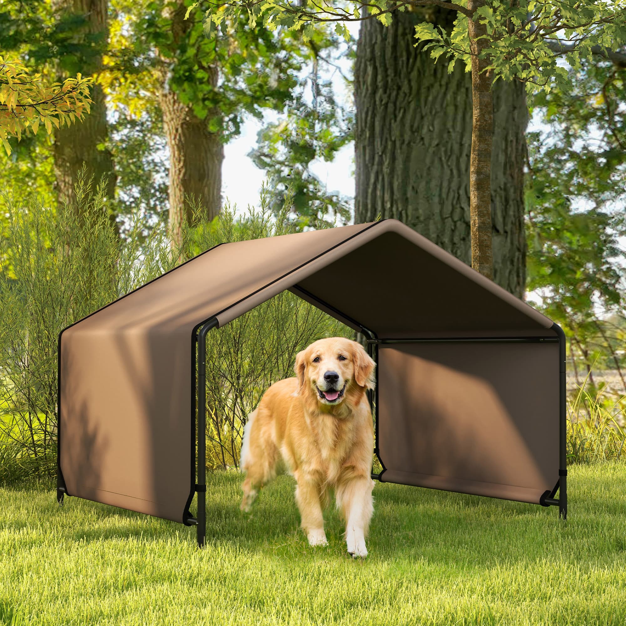  Portable Dog Tent Water Resistant for Outdoor Shade Protection, Brown