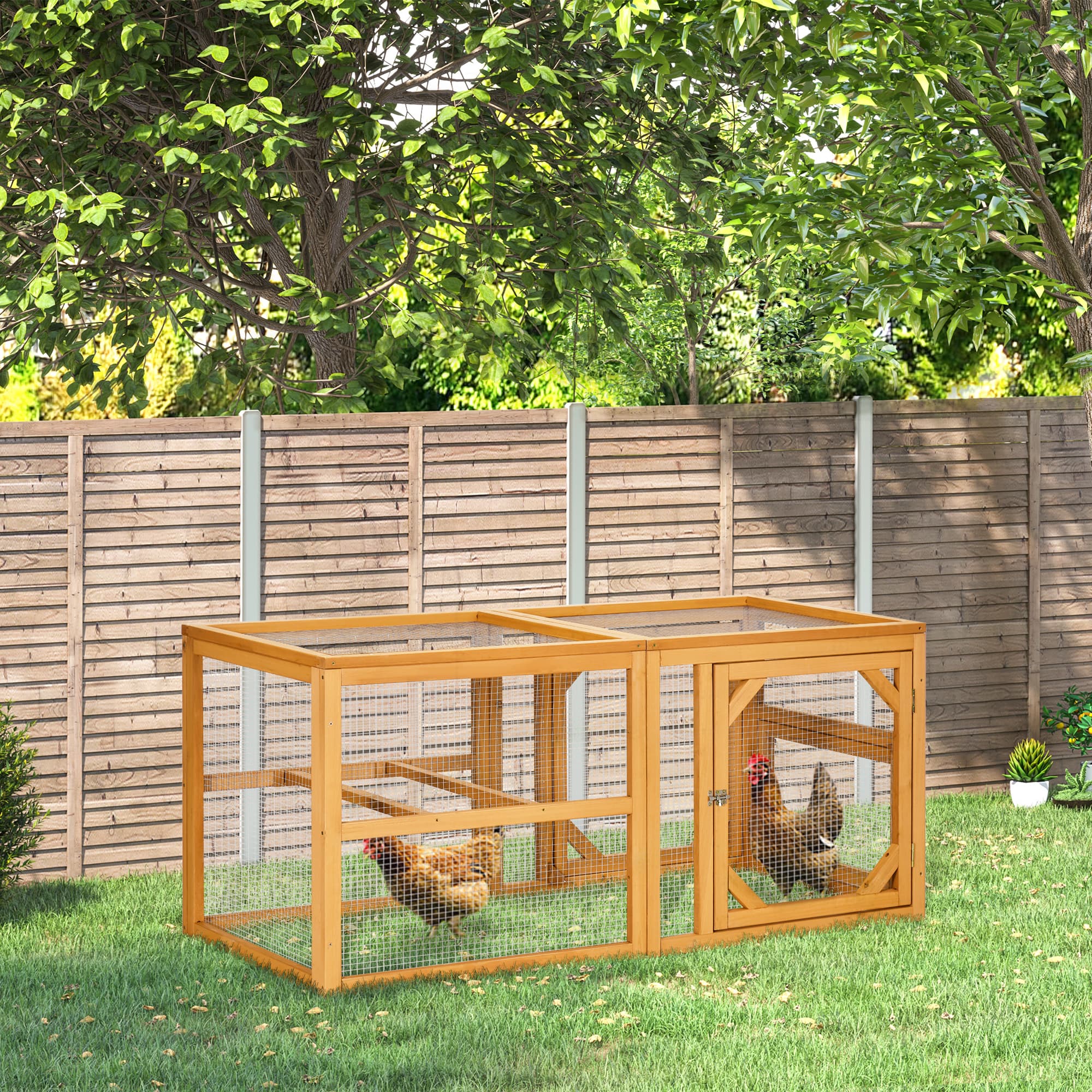  55" Wooden Chicken Coop Add-on Expansion, Mini Chicken Coop Outdoor Chicken Run Hen House with Combinable Design